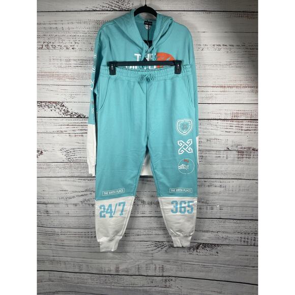 The Birth Place Other - The Birth Place Hoodie Sweatpants Set Mens Large Blue White 24/7 365 Florida USA